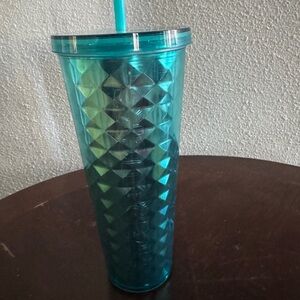 Aqua Starbucks Diamond Tumbler with Straw